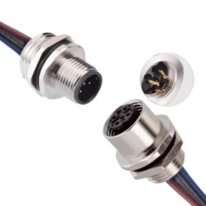 M12 power connector front lock welding wire connector
