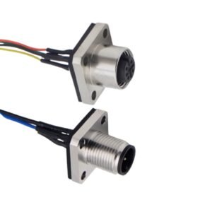 M12 connector flange panel with wire Connector