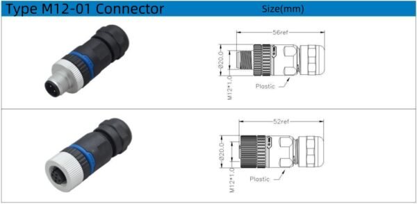 M12 connector assembled straight plastic connector - Image 4